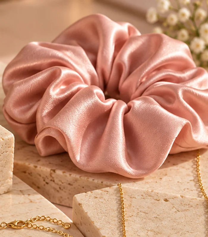 Blush Satin Scrunchie — concept crop from supplied reference artwork